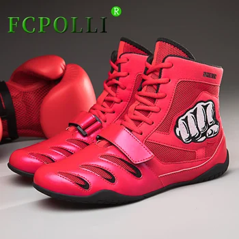 2023 Yeni güreş ayakkabısı Erkekler Kadınlar Siyah Kırmızı Boks ayakkabıları Unisex Nefes Boks Dövüş Botları Çiftler Marka Spor Ayakkabı
