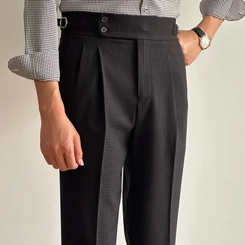 2024 Yeni Moda erkek Slim Fit Pantolon İş ve Ofis için Uygun Yüksek Bel Kore Pantolon Klasik Rahat Yüksek Kaliteli Pantolon L21