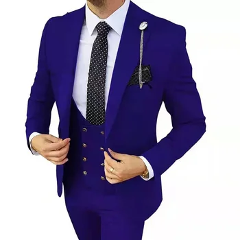 3 Adet Setleri Blazers Ceket Pantolon Yelek / Erkek Takım Elbise 2023 Yeni İş Düğün Moda Ana Giysi Slim Fit Ceket Pantolon Yelek