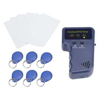 El RFID Kart Fotokopi 125 kHz KIMLIK (EM4100 / / AWID) teksir Okuyucu Yazar 6 Yazılabilir Anahtarlık + 6 Yazılabilir Kart