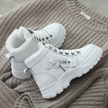 Pamuklu ayakkabılar 2023 Yeni Kış kadın Rahat Peluş kadın ayakkabısı Çok Yönlü Beyaz Rahat Kaymaz Sıcak Kar Botları